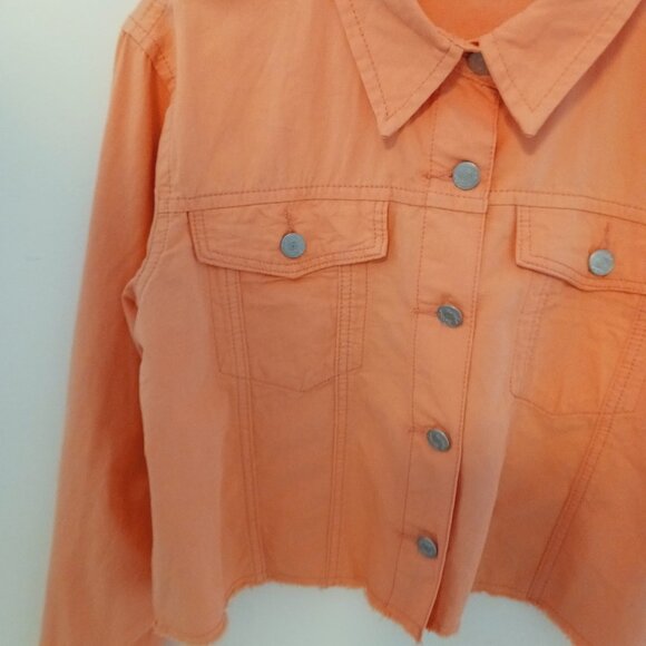 Mudd Pie, S, Tangerine "Jean Jacket Look" Cropped Cotton Jacket Lt. Wt., Casual - Picture 5 of 14